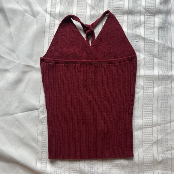 Vintage Wet Seal Y2K Ribbed Red Halter Top Size XS Boho Festival Crop Tank Top - Picture 3 of 12